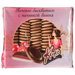 Печенье бисквитное глазированное КИКО со вкусом вишни 1,2 кг