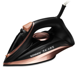Утюг паровой SONNEN SI-6680, 2200 Вт, керамическое покрытие, антикапля, черный/розовый, 456997