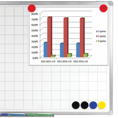 Магниты БОЛЬШОГО ДИАМЕТРА, 40 мм, КОМПЛЕКТ 6 штук, цвет АССОРТИ, в блистере, BRAUBERG, 230757