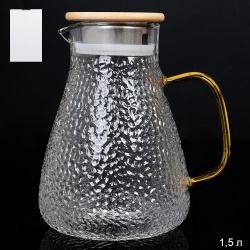 Кувшин 1500 мл стеклянный / LCWJ7703 /уп 36/ Бамбуковая крышка