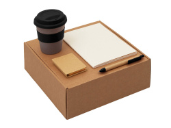 Набор «Halm» с блокнотом, ручкой и стаканом, Цвет черный, бежевый, коричневый, серый