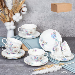 Чайный набор 12 предметов 250 мл на ножке / RS/12-FY230904 Grey /уп 8/