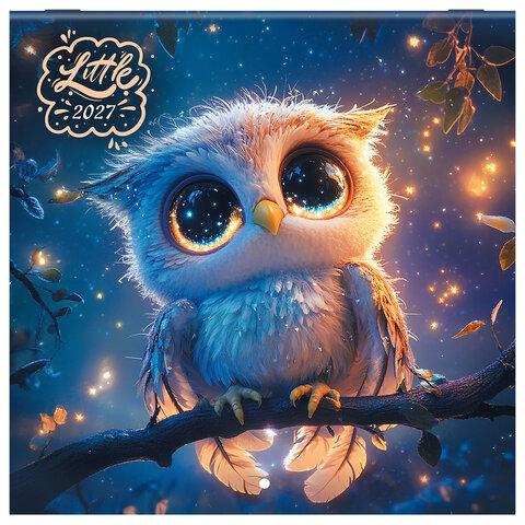 Календарь настенный перекидной 2027 г., BRAUBERG, 12 листов, 21,4х21,4 см, МИНИ, "Magic animals", 118431