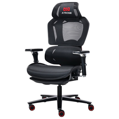 Кресло ATRONE "Optimus ER-707", адаптивный механизм со слайдером, сетка, черный/красный, 532968
