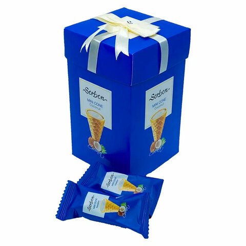 Конфеты мини-рожки в индивидуальной упаковке SORBON "Кокос", 200 г