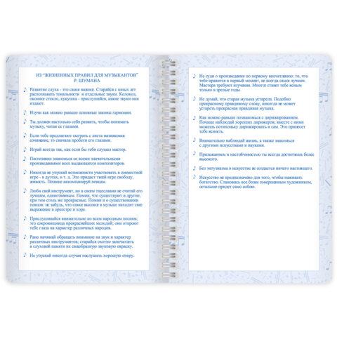 Дневник для музыкальной школы 48 листов, гребень, пластиковая обложка, картон, BRAUBERG, "Панда", 107516