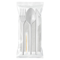 Набор одноразовых приборов №5 на 1 персону 5 предм. (вилка, ложка, нож, салфетка зубо