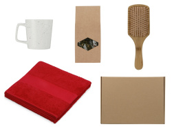 Подарочный набор для ванны с полотенцем, расческой и кружкой, Цвет красный