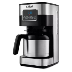 Кофеварка капельная KITFORT КТ-752, 900 Вт, объем 1,25 л, дисплей, черный/стальной