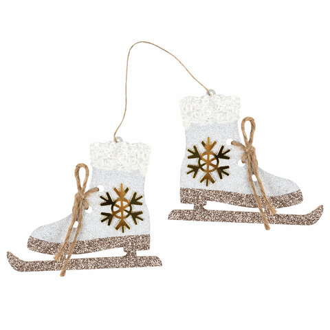 Набор елочных украшений "Фигуристка", 6 шт., дерево, цвет: красный / белый, ЗОЛОТАЯ СКАЗКА, 592003