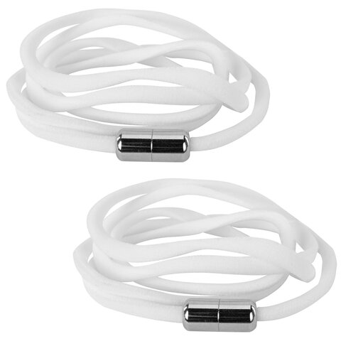 Шнурки круглые эластичные БЕЛЫЕ длина 100 см, диаметр 5 мм, 2 капсулы, цвет серебряный, SHEGRA, 701714