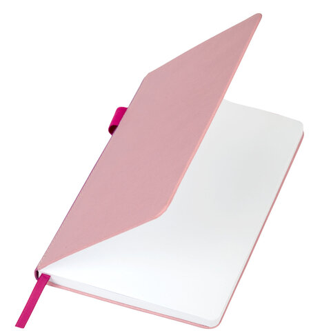 Блокнот А5 135x212 мм BRAUBERG "Edge", под кожу, резинка, держатель, 80 л., клетка, розовый, 117148