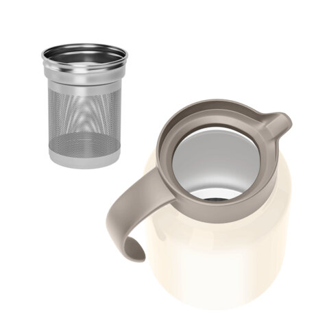 Чайник-термос 1 л JOYLUX (ДЖОЙЛЮКС) COFFEE BREAK, нержавеющая сталь SUS304, заварник/сито, бежевый матовый, 700329