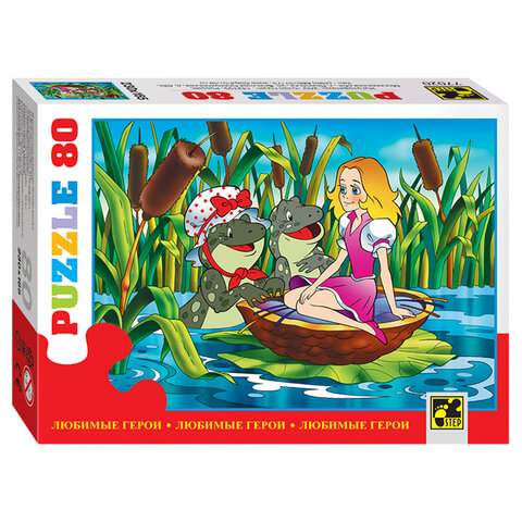 Пазл картонный 80 элементов, "Любимые герои", АССОРТИ, поле 23х16,5 см, STEP PUZZLE