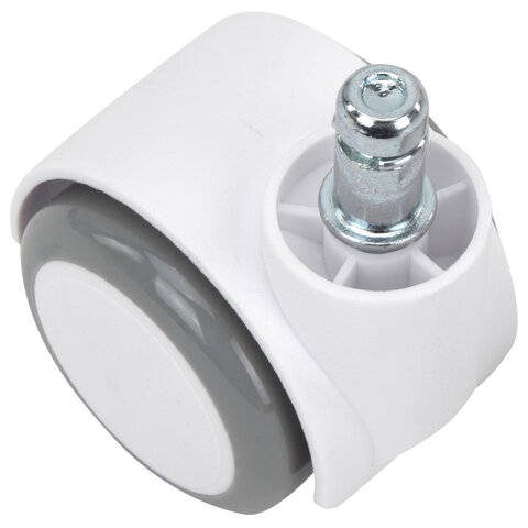 Колеса (ролики) BRABIX для кресла, прорезиненные, SLIM, КОМПЛЕКТ 5 шт., шток d 11 мм, белые, 533086