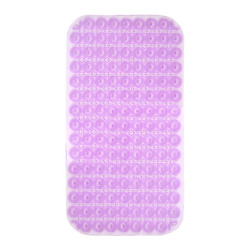 Коврик для ванны противоскользящий 71х38 см, массажный, "Цветы", прозрачно-фиолетовый, ПВХ, PRIMILA (ПРИМИЛА), 700373