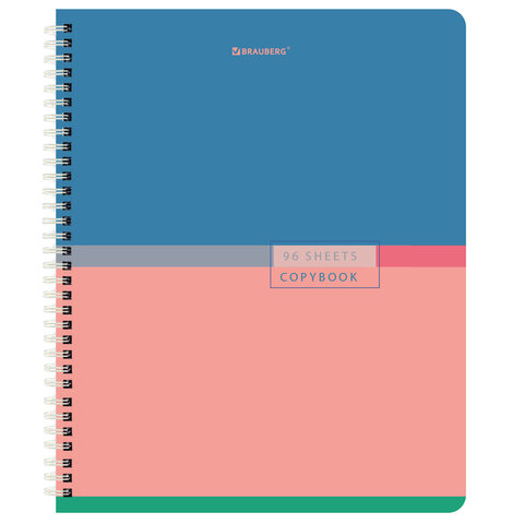 Тетради КОМПЛЕКТ 4 шт., А5, 96 л., BRAUBERG гребень, клетка, глянцевый лак, "Color", 404403
