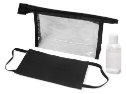 Набор средств индивидуальной защиты «Лайт», Цвет косметичка- прозрачный/черный, маска- черный