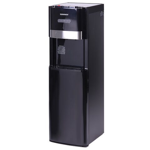 Кулер для воды SONNEN FSE-03B, напольный, нагрев/охлаждение, НИЖНЯЯ ЗАГРУЗКА, 3 крана, черный, 454998
