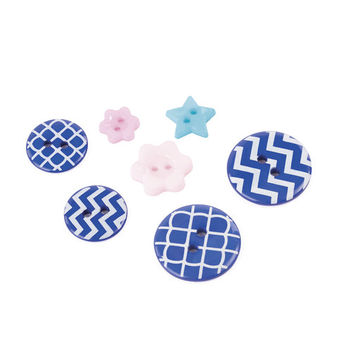 Пуговицы декоративные "Оттенки синего", пластик, 52 шт., ассорти, ОСТРОВ СОКРОВИЩ, 661405