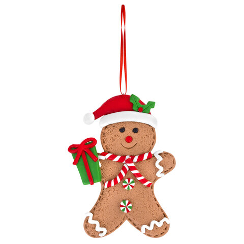 Украшение елочное (1 шт.) "Пряник", 12х9 см, полимерная глина, ассорти 3 дизайна, ЗОЛОТАЯ СКАЗКА, 592408