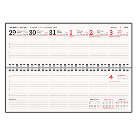 Планинг датированный 2026 305х140 мм BRAUBERG "Up", под кожу, серый, 117236