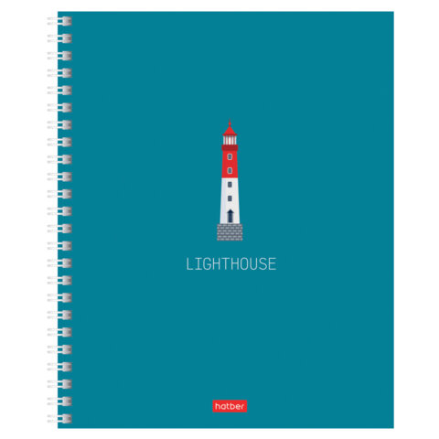 Тетрадь А5 96л. HATBER гребень, клетка, Soft-touch ламинация, Lighthouse (микс в спайке), 089770, 96Т5лВ1гр