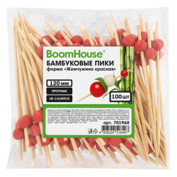 Шпажки-пики для канапе бамбуковые форма "Жемчужина красная" 12 см, 100 шт., BOOMHOUSE (БУМХАУС), 701968