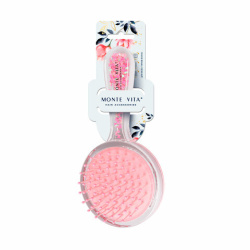 Расческа для волос массажная 20х8,5 см, с блестками прозрачный/розовый MONTE VITA (МОНТЕ ВИТА), 457424