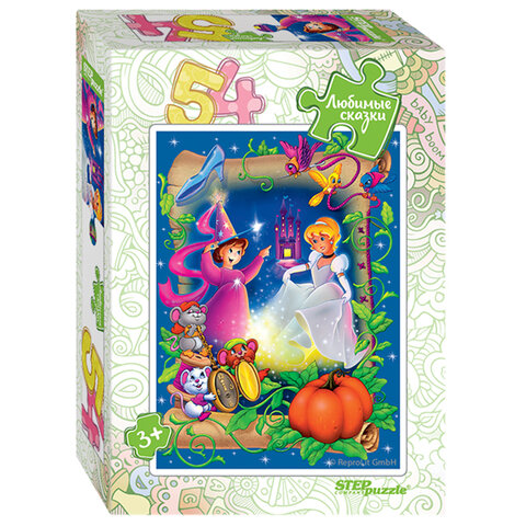 Пазл картонный 54 элемента, "Любимые сказки", АССОРТИ, поле 18х13,5 см, STEP PUZZLE