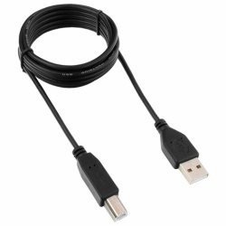 Кабель USB 2.0 AM-BM, 1,8 м, ГАРНИЗОН, медь, черный, пакет, GCC-USB2-AMBM-1.8M, 14371