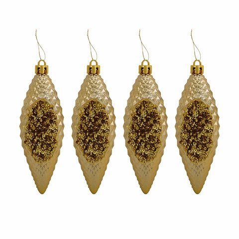 Украшение ёлочное "Шишки", 4 шт., 4х12 см, пластик, золотистые, ЗОЛОТАЯ СКАЗКА, 592001