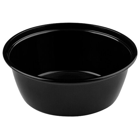 Контейнер одноразовый 950 мл, С КРЫШКОЙ, круглый, диаметр 172 мм, черный/прозрачный, ПП, ВЗЛП, 1265Ч