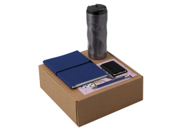 Набор «Firm» с блокнотом, ручкой и термокружкой, Цвет синий, темно-синий, серый