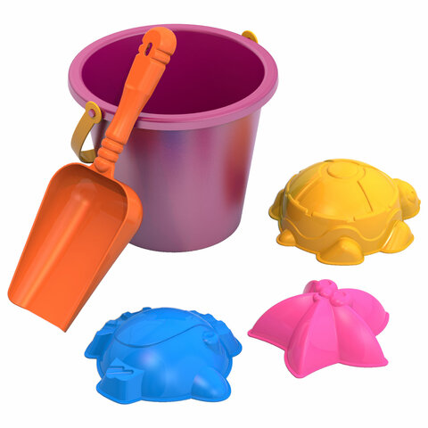 Набор для игр в песке: ведерко, совочек, 3 формочки "Морские", НОРДПЛАСТ, ш/к40463, 44