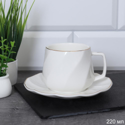 Чайная пара 2 предмета 220 мл ПАРА GH03-12M 220 /уп 8/костяной фарфор
