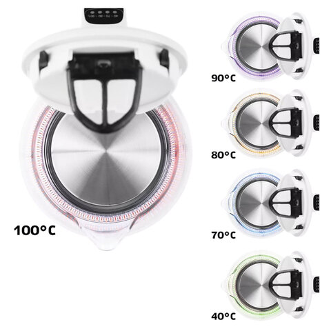 Чайник KITFORT КТ-640-3, 1,7 л, 2200 Вт, закрытый нагревательный элемент, ТЕРМОРЕГУЛЯТОР, стекло, серый