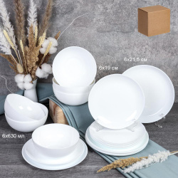 Столовый набор 18 предметов Луна / GRAY-18/LY-7585ZKW-60 (WHITE) /уп 2/