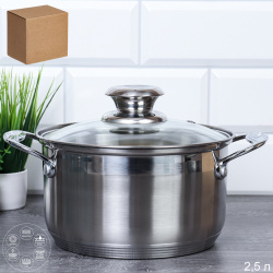 Кастрюля 2,5 л Квинта / FGLR-2.5 /уп 1/ индукция/ гофрокороб/ 0,609/ 0,884