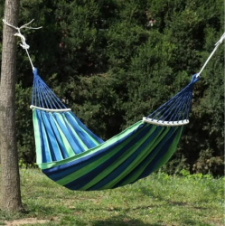 Гамак "Полосатик" тканевый с деревянной планкой / Гамак усиленный 210х80см., Сине-зеленый
