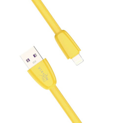 Кабель силиконовый USB-Lightning 8 pin, 1 м, VIXION PRO VX-12i, для зарядки и передачи данных, желтый, 02984, БП-00000966