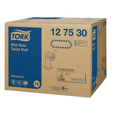 Бумага туалетная 100 м, TORK (Система Т6) ADVANCED, КОМПЛЕКТ 27 рулонов, 2-слойная, белая, 127530
