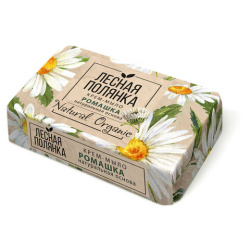 Мыло-крем туалетное 90 г, ЛЕСНАЯ ПОЛЯНКА "Ромашка", натуральная основа, 1100-2