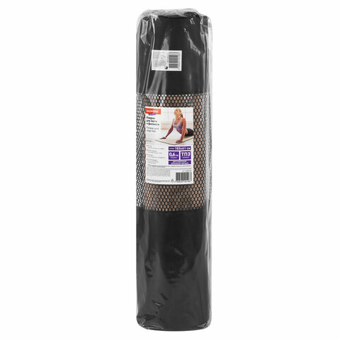 Коврик для йоги и фитнеса спортивный двухцветный, ТПЭ, 183x61x0,6 см, бежевый/чёрный, DASWERK, 680030