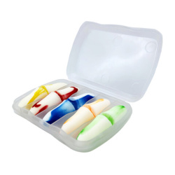 Беруши одноразовые полиуретановые двухцветные без шнурка, КОМПЛЕКТ 5 пар в контейнере, SNR 43 дБ, RABBITEX, 671318