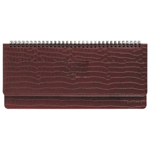 Планинг датированный 2026 305х140 мм BRAUBERG "Comodo", под кожу, темно-коричневый, 117222