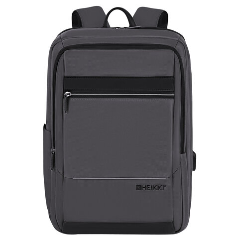 Рюкзак HEIKKI ELECT (ХЕЙКИ) универсальный, отделение для ноутбука, USB-порт, серый, 44х30х16 см, 273863