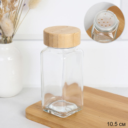 Солонка 10,5 см с ситечком 120 мл / KB105 /уп 144/ крышка бамбук