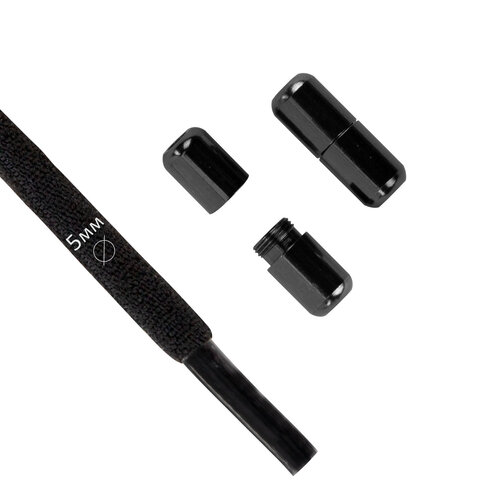 Шнурки круглые эластичные ЧЕРНЫЕ длина 100 см, диаметр 5 мм, 2 капсулы, цвет серебряный, SHEGRA, 701715