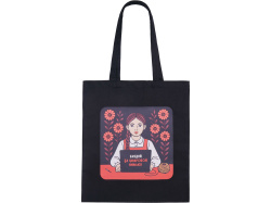 Сумка из хлопка «Carryme 140» с печатью DTF - цифровая вышивка, Цвет черный